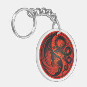 フェニックス付き青と赤の龍 キーホルダー (正面左)
