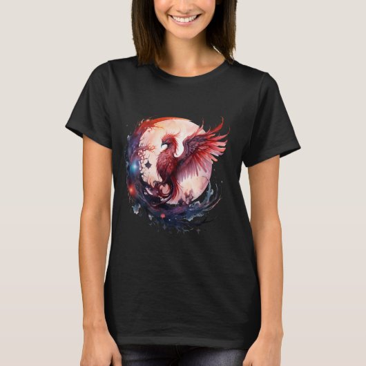 フェニックス再生の火フェニックス鳥の神話の鳥レジ Tシャツ (正面)