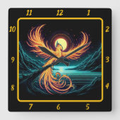 フェニックス威厳のある・オーバー・ムーンライト・ピーク スクエア壁時計 (正面)