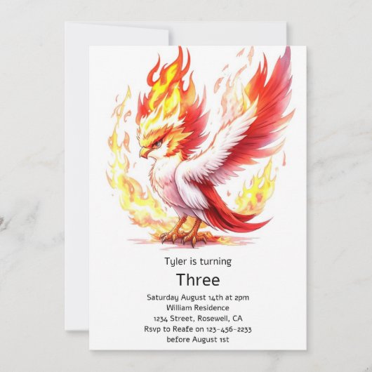 フェニックス子供の誕生日招待状 招待状 (正面)