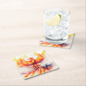 フェニックス広がる灰から舞い上がる翼 スクエアペーパーコースター (インサイチュ)