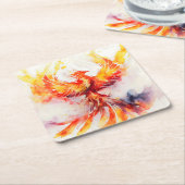 フェニックス広がる灰から舞い上がる翼 スクエアペーパーコースター (アングル)