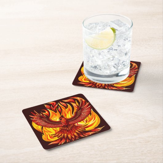 フェニックス神話の不死動物 スクエアペーパーコースター (インサイチュ)