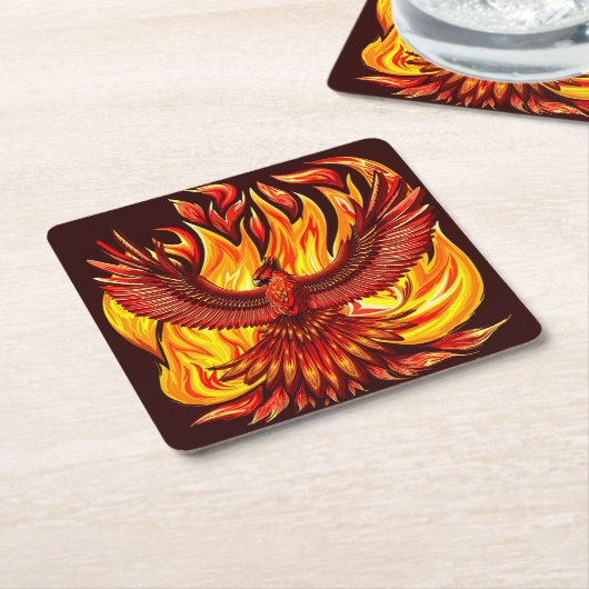 フェニックス神話の不死動物 スクエアペーパーコースター (アングル)