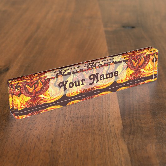 フェニックス神話の不死動物 デスクネームプレート (側面)