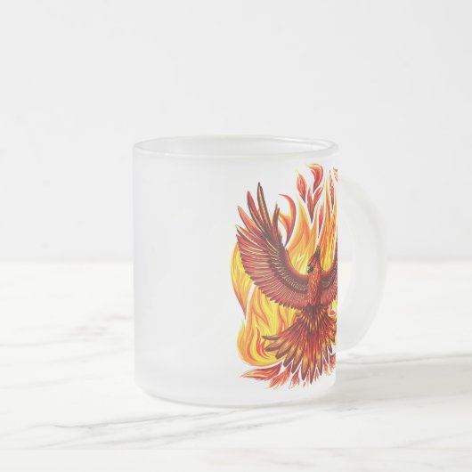 フェニックス神話の不死動物 フロストグラスマグカップ (正面右)