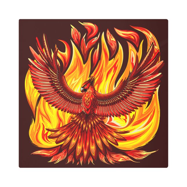 フェニックス神話の不死動物 メタルプリント (正面)