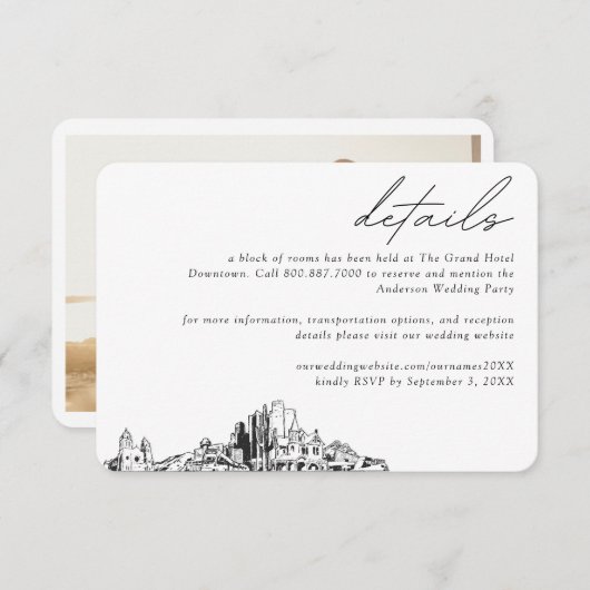 フェニックス結婚ズホテルルームブロック詳細 エンクロージャーカード (正面/裏面)