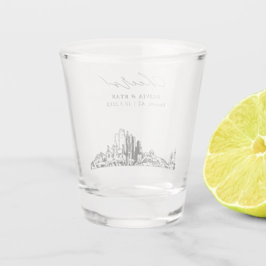 フェニックス結婚式の引き出物パーソナライズされた応援 ショットグラス (裏面)