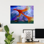 フェニックス飛んでいるアットナイト ポスター (ホームオフィス)