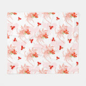 フェニックス鳥とフェニックスの花のシームレスパターン フリースブランケット (正面(横))