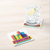 フェニックス、アリゾナ|のネオンスカイライン スクエアペーパーコースター (インサイチュ)