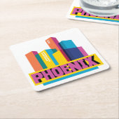 フェニックス、アリゾナ|のネオンスカイライン スクエアペーパーコースター (アングル)