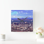 フェニックス・アリゾナ・スカイラインin昼間 スクエア壁時計 (ホーム)