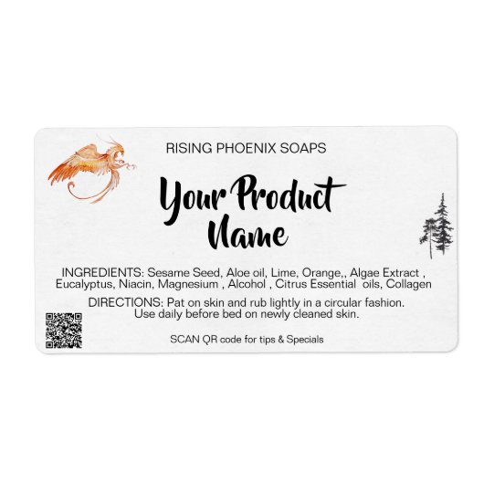 *~* フェニックス ボディ クリーム フェイス バス ソープ QR ラベル (正面)