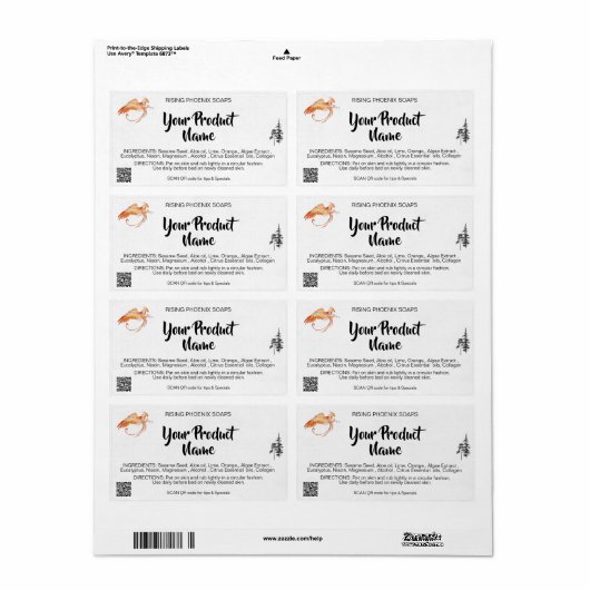 *~* フェニックス ボディ クリーム フェイス バス ソープ QR ラベル (フルシート)