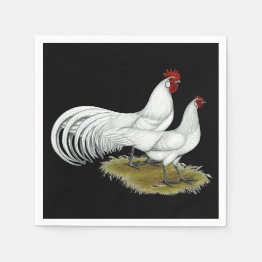 フェニックス：白ペア スタンダードカクテルナプキン (正面)