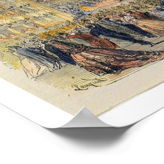 フェニーチェ劇場でマスクされたボール，ヴェネツィア， 19th ポスター (角)