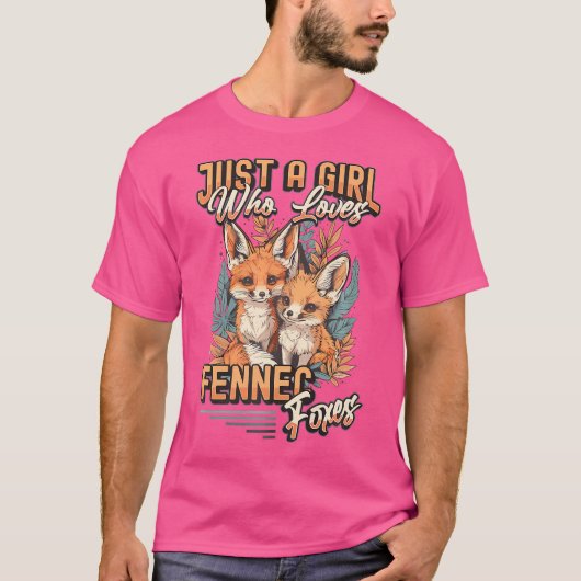 フェネックを愛する女の子だけのキツネ Tシャツ (正面)