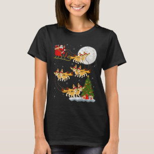 フェネックギツネ サンタ トナカイのソリ 空飛ぶ 面白い 魔法の クリスマス Tシャツ