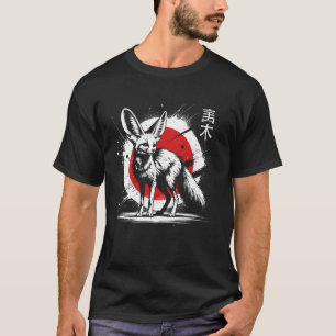 フェネック。涼しげな水墨画のアニマルサンセット Tシャツ