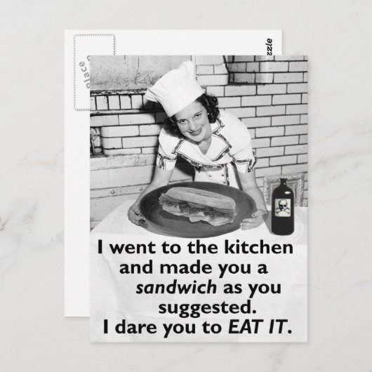 フェミおもしろいニストが私をサンドイッチにする ポストカード (正面/裏面)