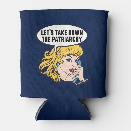 フェミおもしろいニストポップ・アートのアートアンチ家父長制レトロ女性 缶クーラー (正面)