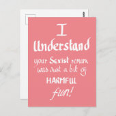 フェミおもしろいニスト引用文手書き皮肉スローガン ポストカード (正面/裏面)