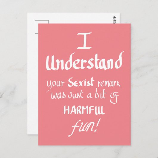 フェミおもしろいニスト引用文手書き皮肉スローガン ポストカード (正面/裏面)