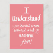 フェミおもしろいニスト引用文手書き皮肉スローガン ポストカード (正面)