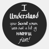 フェミおもしろいニスト引用文手書き皮肉引用文 ラウンドシール (正面)