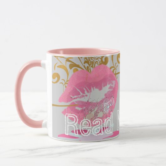 フェミおもしろいニスト引用文読マイ唇 マグカップ (左)