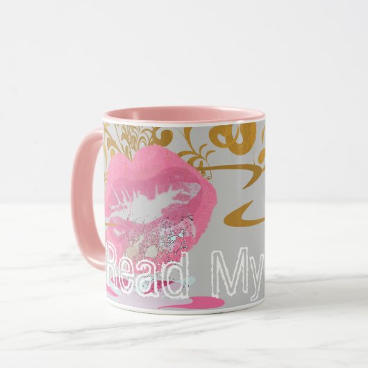 フェミおもしろいニスト引用文読マイ唇 マグカップ (正面左)