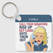 フェミカスタムニスト政治活動家民主女性 キーホルダー (正面)