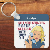 フェミカスタムニスト政治活動家民主女性 キーホルダー (正面)