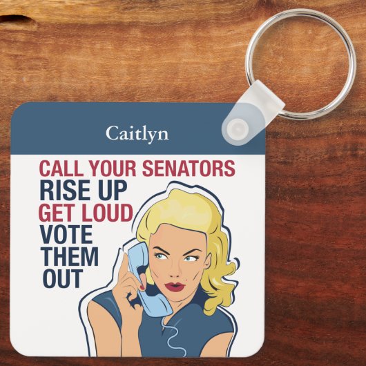 フェミカスタムニスト政治活動家民主女性 キーホルダー (裏面)