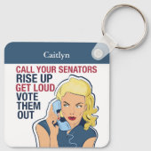 フェミカスタムニスト政治活動家民主女性 キーホルダー (裏面)