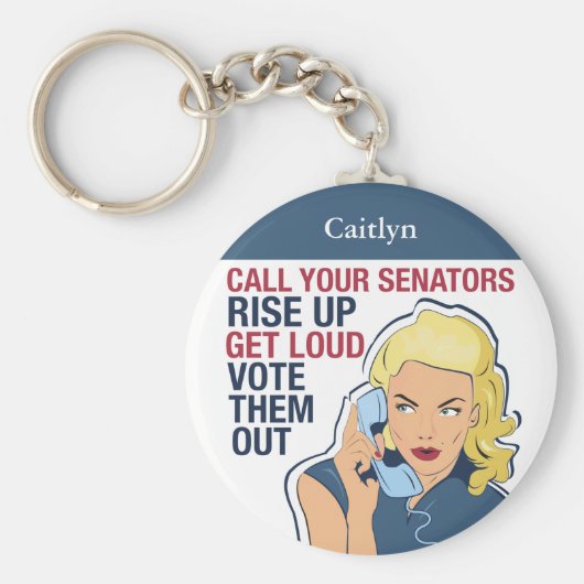 フェミカスタムニスト政治活動家民主女性 キーホルダー (正面)