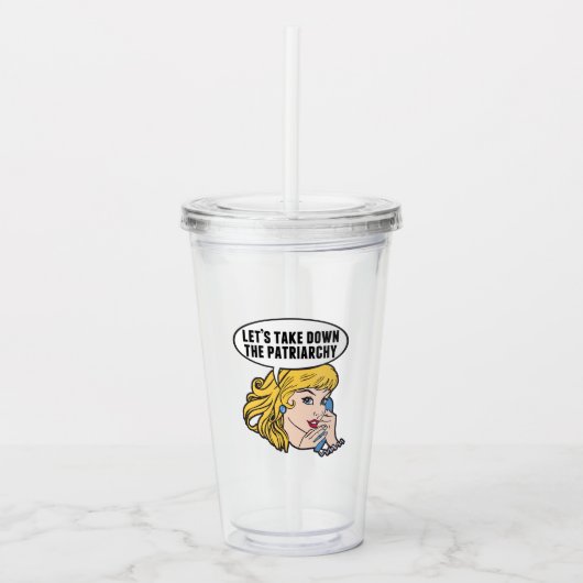 フェミニおもしろいスポップ・アートのトアートアンチ家父長制レトロ女性 アクリルタンブラー (正面)