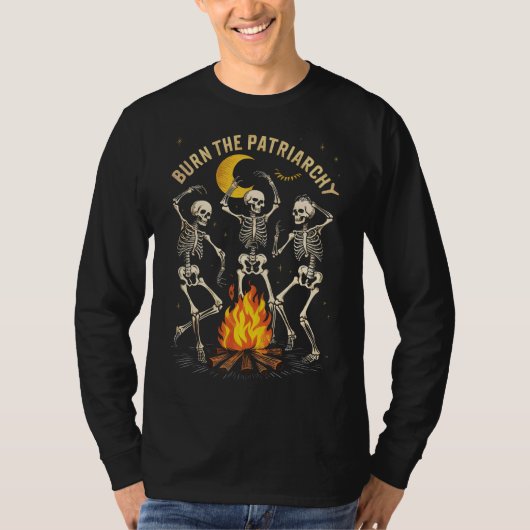 フェミニストのハロウィンおもしろいの家父長制を燃やす Tシャツ (正面)