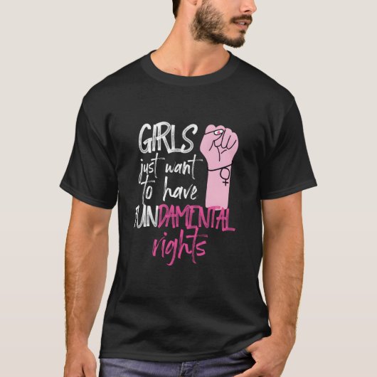 フェミニストは基本的人権を主張したいだけ 拳 Tシャツ (正面)