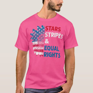 フェミニストストライプスター等権利アメリカ国旗 Tシャツ