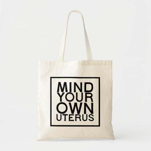フェミニストトートバッグ – 自分の子宮に注意 トートバッグ (正面)