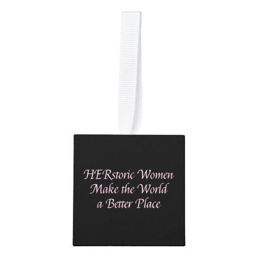 フェミニストピンクガーリーフェミニズム引用文 – 歴史 キューブオーナメント (正面)