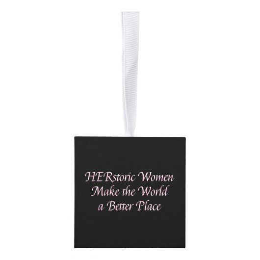 フェミニストピンクガーリーフェミニズム引用文 – 歴史 キューブオーナメント (右)