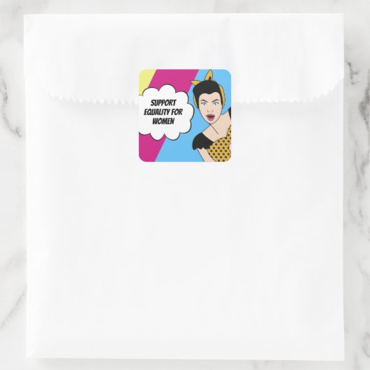 フェミニストポップ・アートのアートレトロ平等ウィメンズライツ引用文 スクエアシール (バッグ)