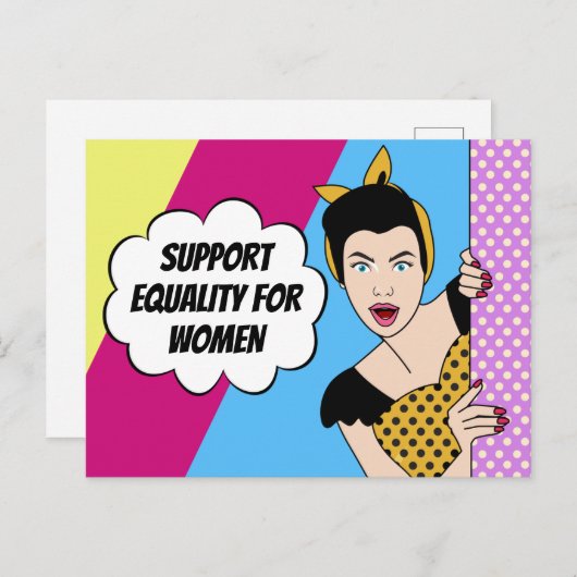 フェミニストポップ・アートのアート引用文女性の平等を支援 ポストカード (正面/裏面)