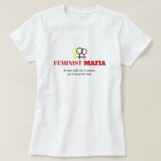 フェミニストマフィアアンチ性差別の女性のシンボル数々の Tシャツ (デザイン正面)