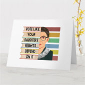 フェミニストルスバダーギンズバーグRBG引用文ガールウィズアンドビー カード (黄色い花)