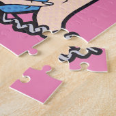 フェミニストレトロアポップ・アートのートピンクアンチ家父長制引用文 ジグソーパズル (側面)